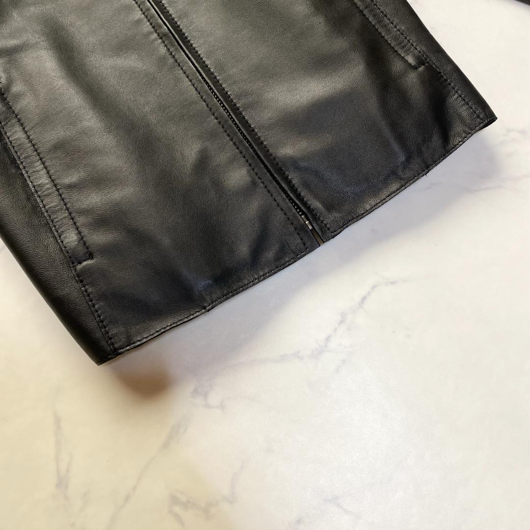 23区 シープレザージャケット ノーカラー 黒 38