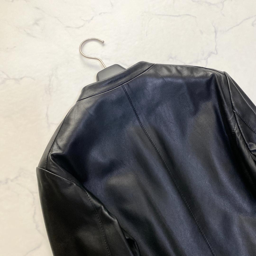 23区 シープレザージャケット ノーカラー 黒 38