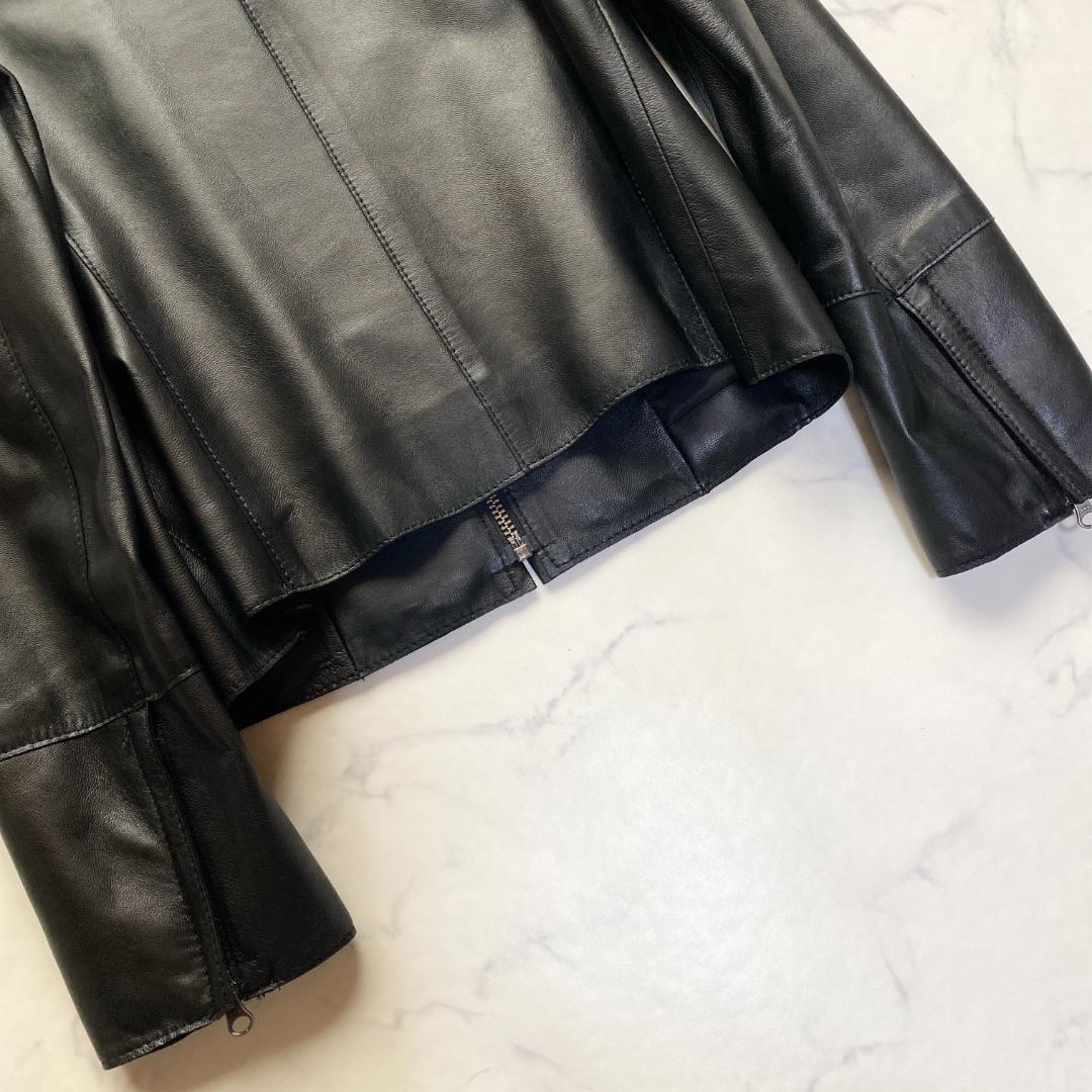 23区 シープレザージャケット ノーカラー 黒 38