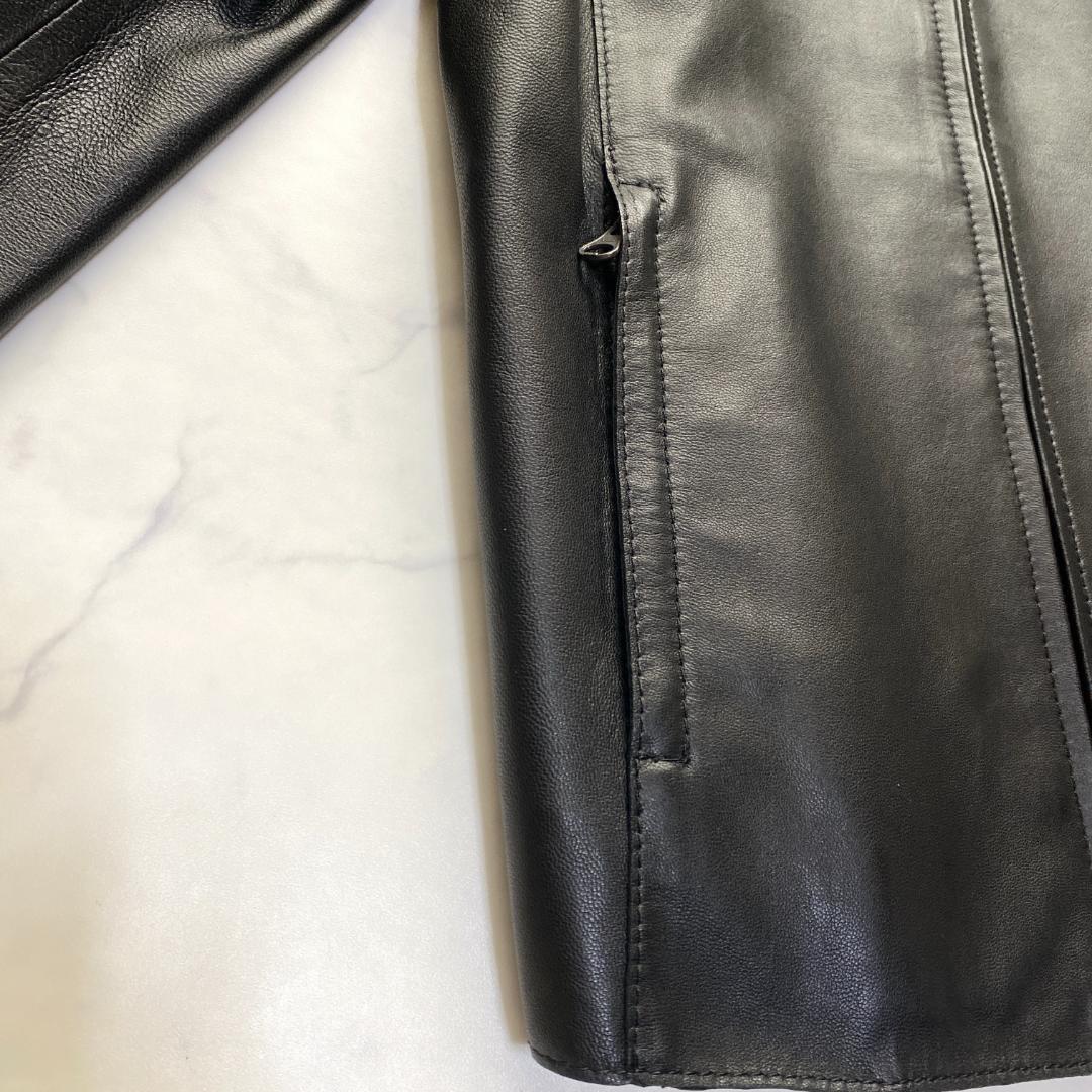 23区 シープレザージャケット ノーカラー 黒 38