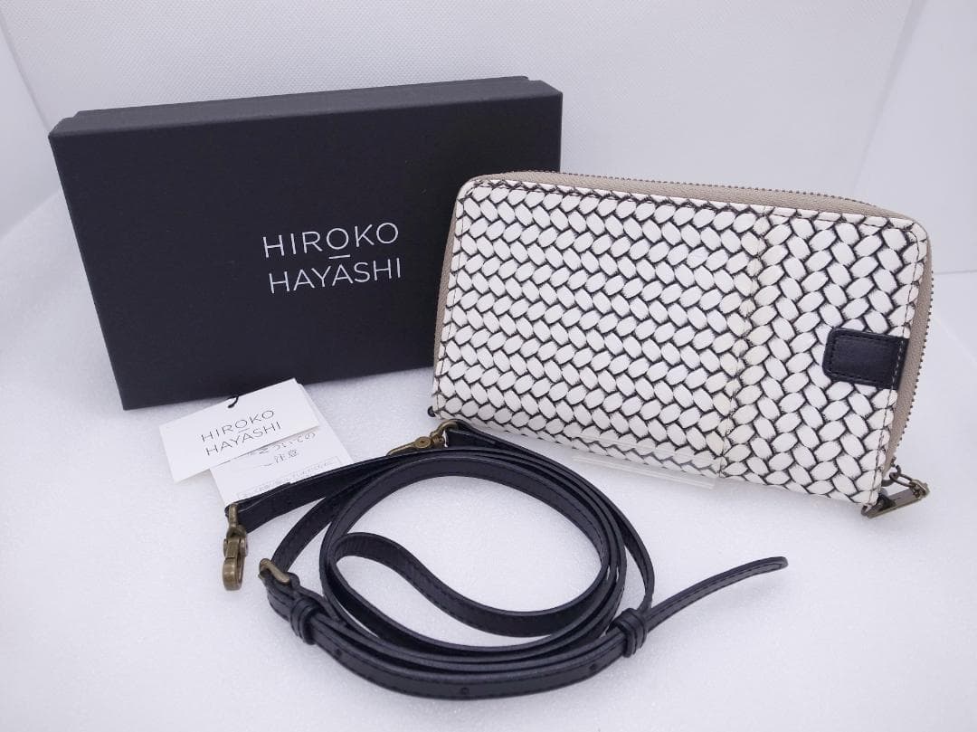 (E)　美品　ヒロコハヤシ　オッティカ　ショルダー　ウォレット　長財布　牛革