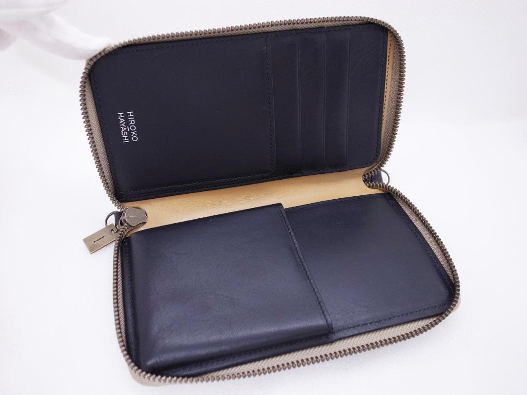 (E)　美品　ヒロコハヤシ　オッティカ　ショルダー　ウォレット　長財布　牛革