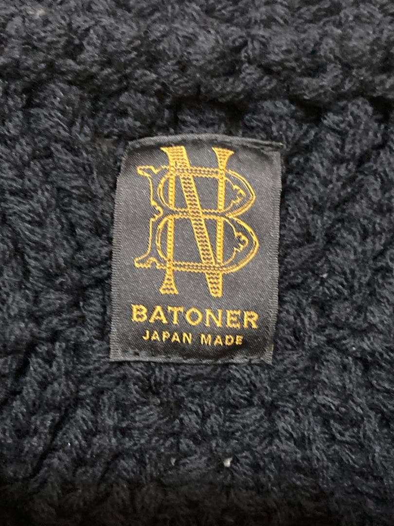 バトナー　ウール　幾何柄　ケーブルニット　セーター　メンズ　ブラック　黒　2