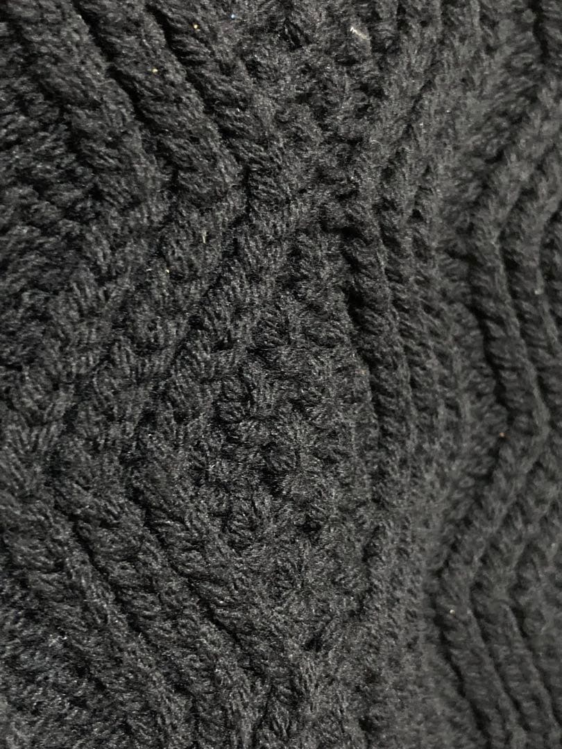 バトナー　ウール　幾何柄　ケーブルニット　セーター　メンズ　ブラック　黒　2