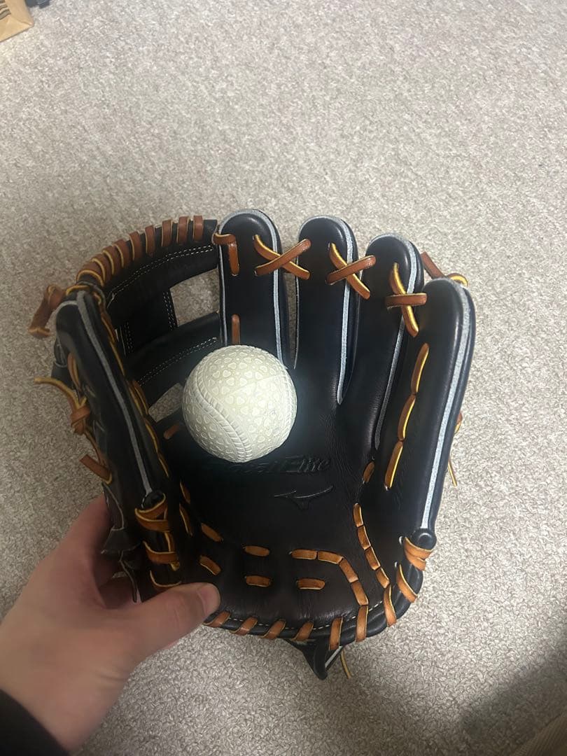 【バラ売不可】軟式グローブ 黒と金 レザー製