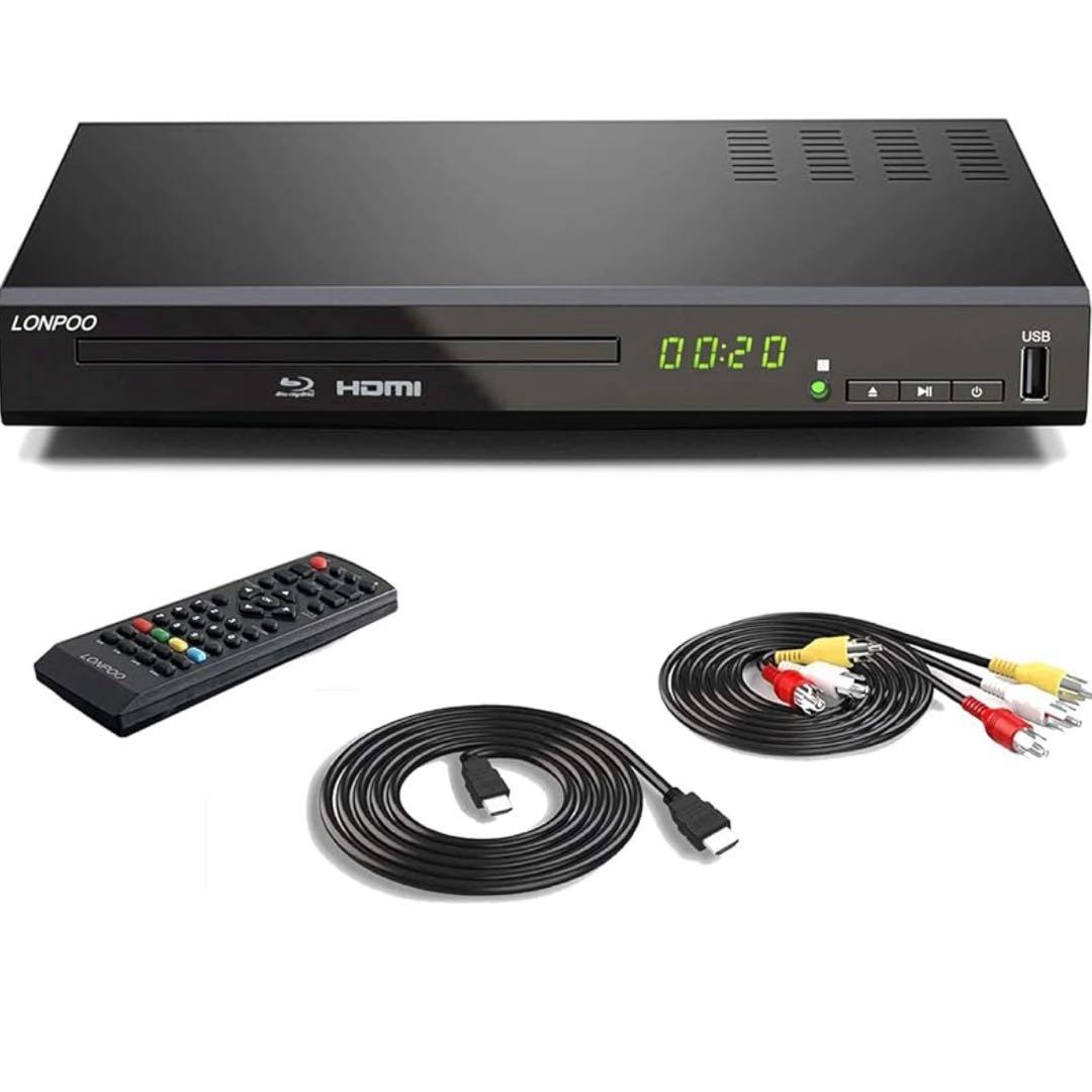 LONPOO DVD ブルーレイプレーヤー フルHD1080p