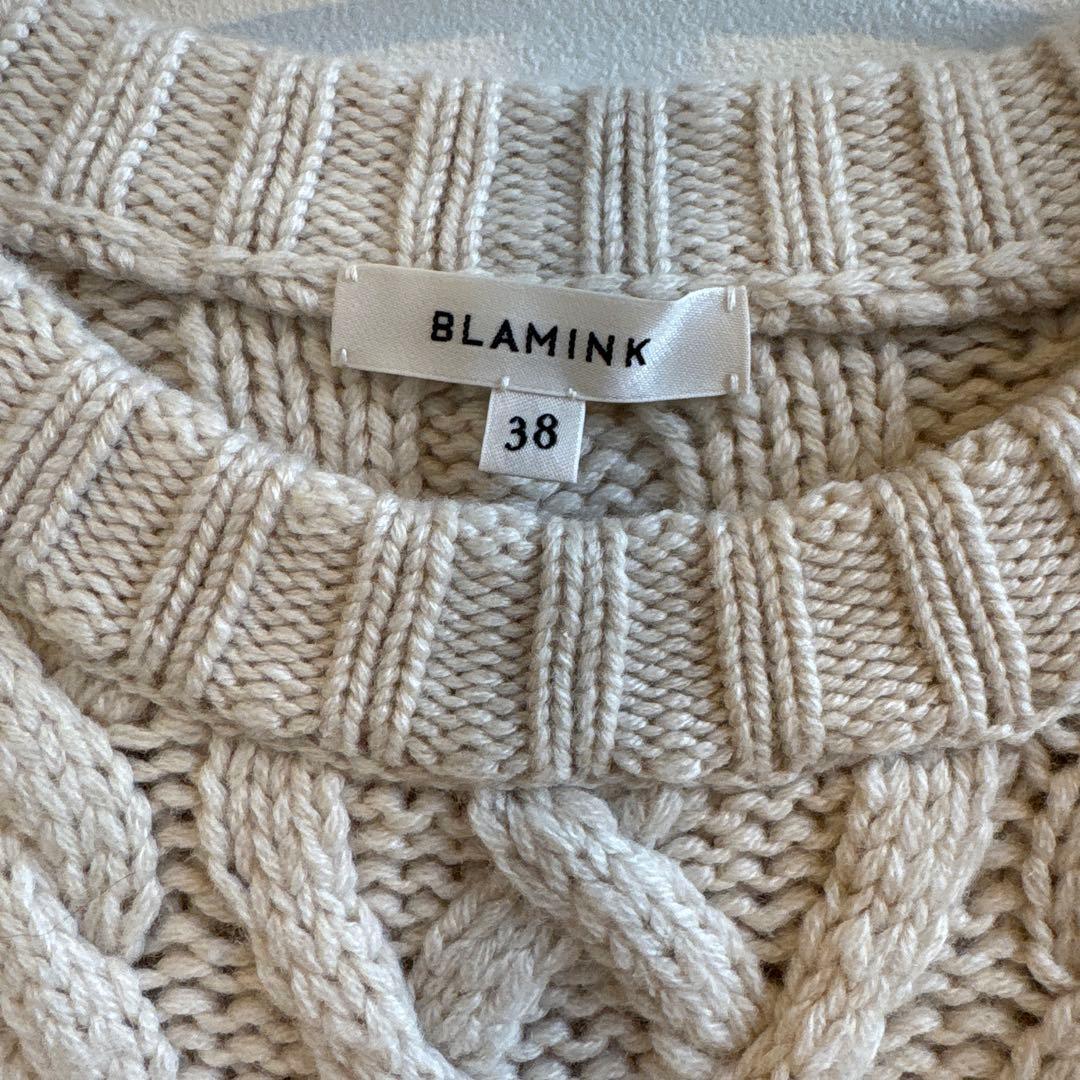 BLAMINK ケーブルニットベスト 38 アイボリー
