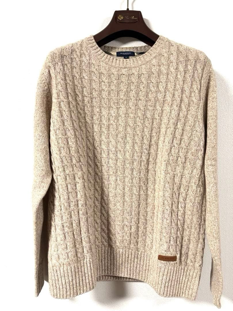 セール✨新品✨ブルネロクチネリバーバリーロンドン　ケーブルニット　M ベージュ