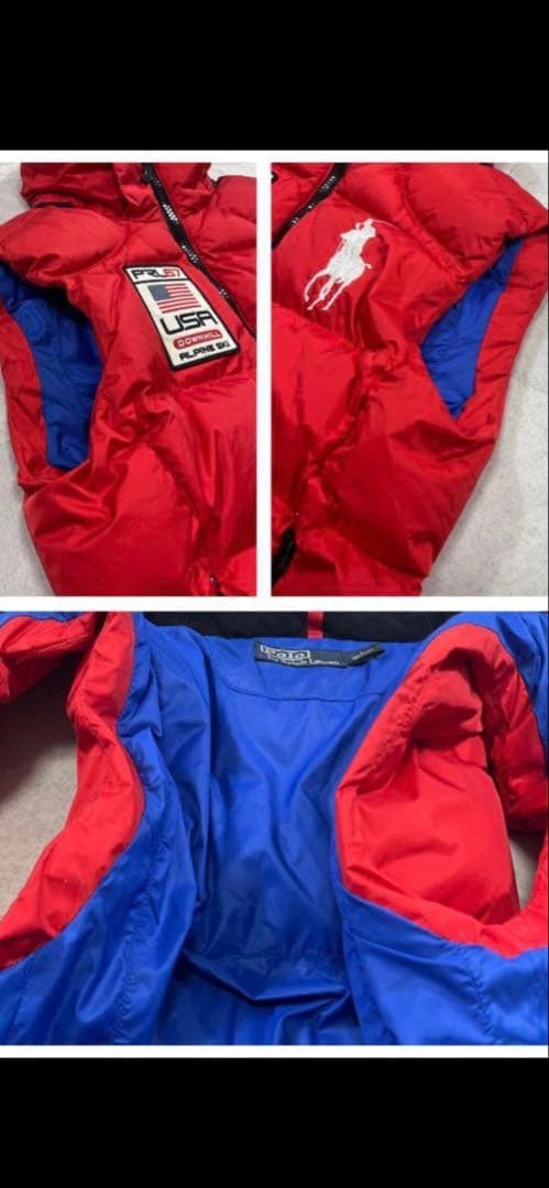 【ポロバイラルフローレン】ビッグポニー 国旗 ダウンベスト 確実正規品