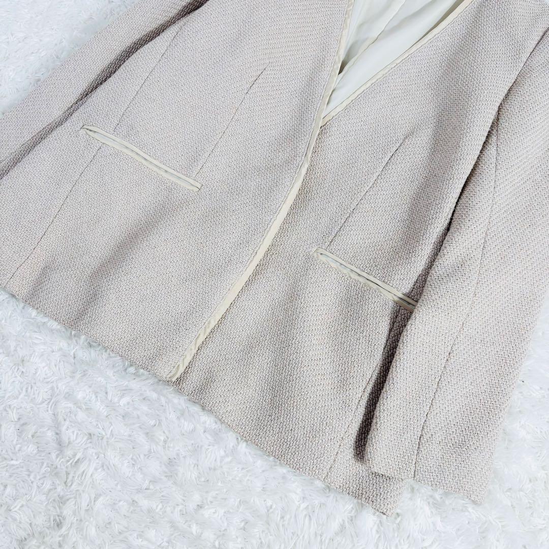 461 アーバンリサーチドアーズ ツイードVネックロングジャケット ノーカラー