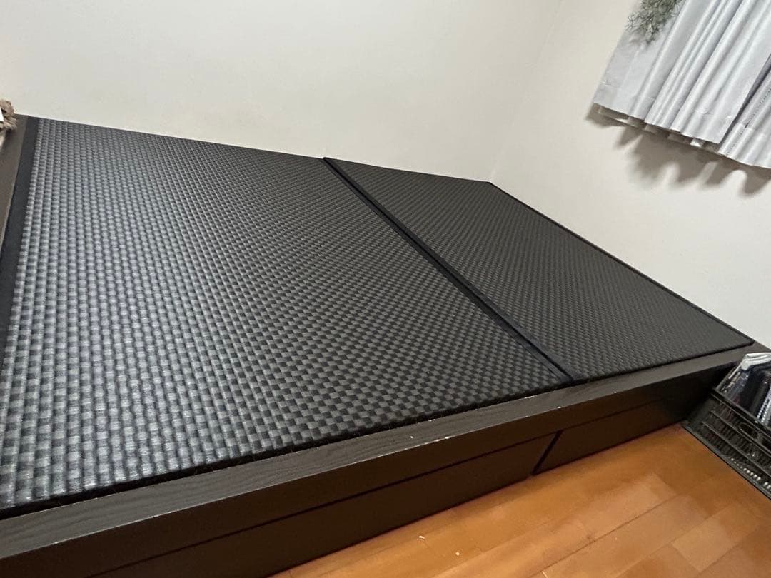 畳ベッド　ダブルサイズ　小上がり　引出収納付き　ブラック