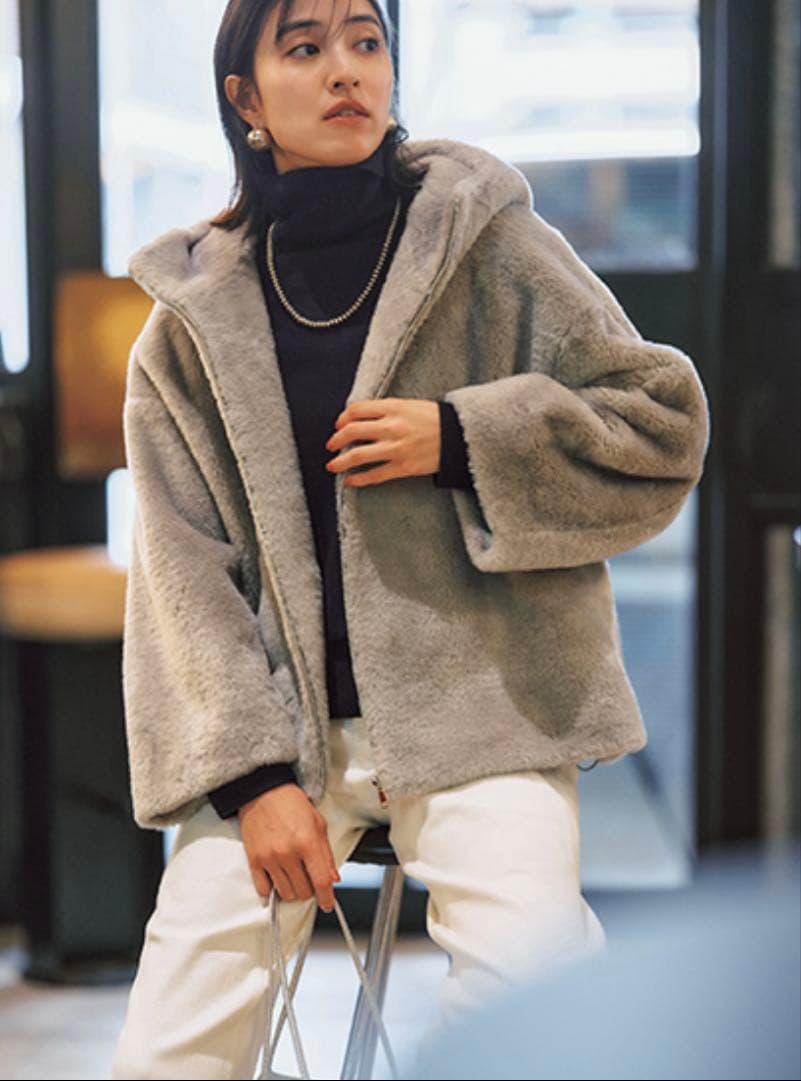 【未使用】LIGNAGGIO VERY ファーフーディコート グレー