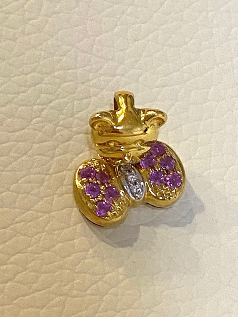 ポンテヴェキオ ネックレストップ K18 ダイヤピンクサファイア ベアーゴールド