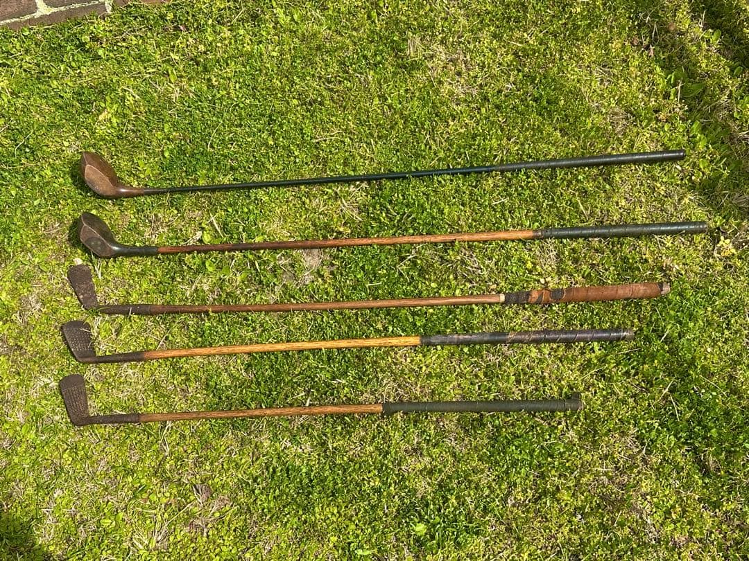 S*@様 クラシック　ゴルフクラブ5本　レトロ　アンティーク　オブジェ　木製