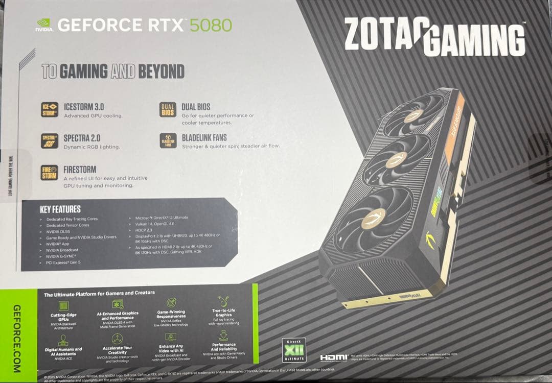 NVIDIA GeForce RTX5080 ZOTAC SOLID OC版