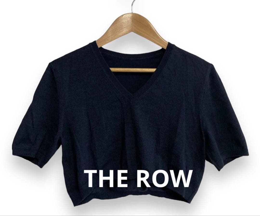【THE ROW】ブラック Vネック クロップドTシャツ