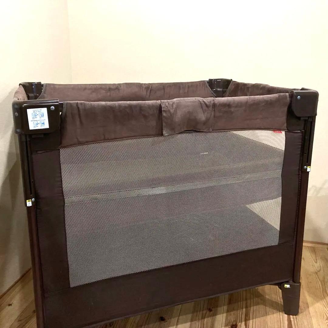 Aprica ココネルエアープラス ベビーベッド ブラウン 洗えるマット