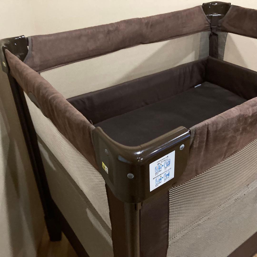 Aprica ココネルエアープラス ベビーベッド ブラウン 洗えるマット