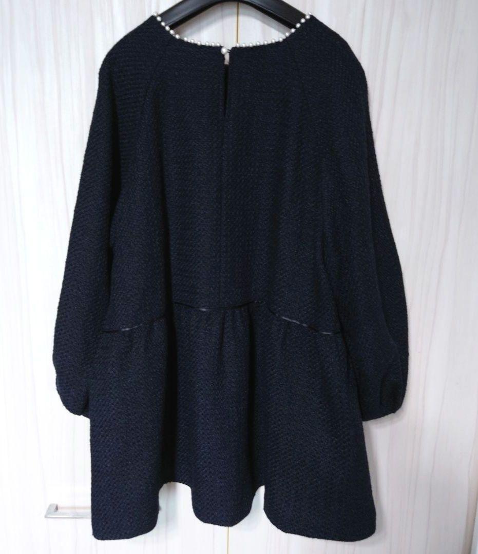 美品大きいサイズ　ローズティアラ　ファニーツイードペプラムブラウス