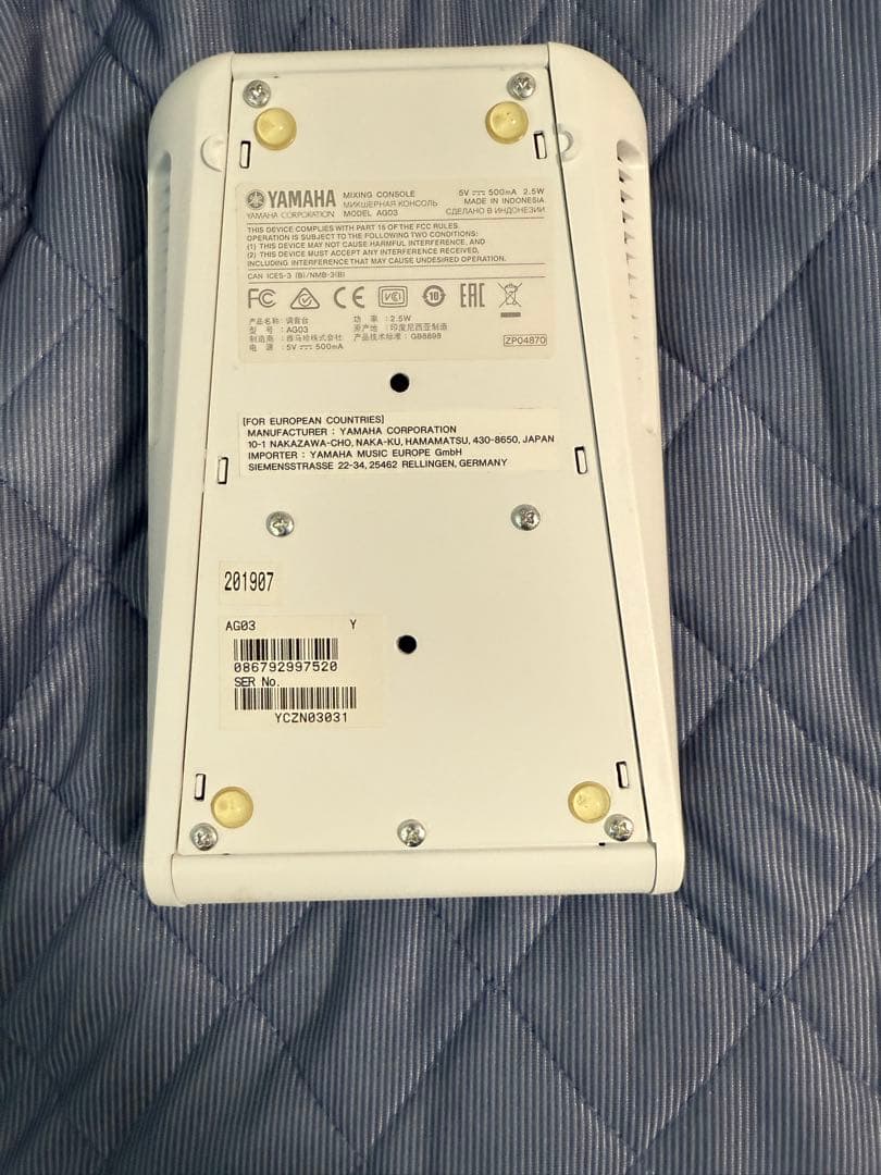 YAMAHA AG03 オーディオインターフェース 動作確認済み