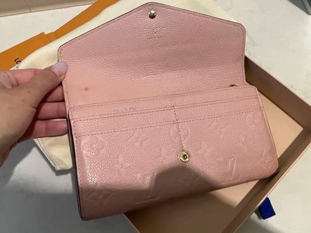 ルイヴィトン　ポルトフォイユ サラ モノグラム アンプラント 長財布 ピンク