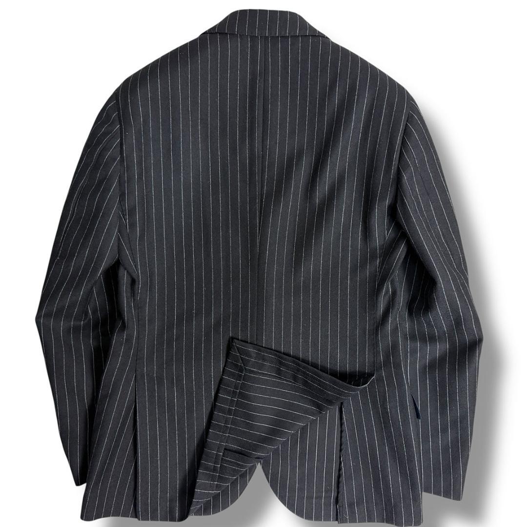 J7029 美品 ラルディーニ フランネルチョークストライプスーツ ブラック46