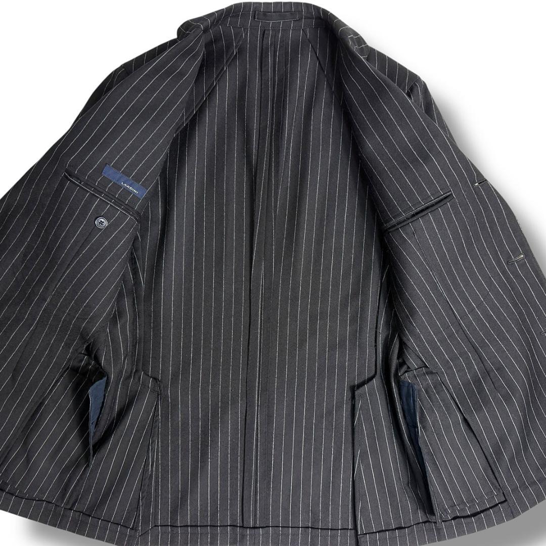 J7029 美品 ラルディーニ フランネルチョークストライプスーツ ブラック46