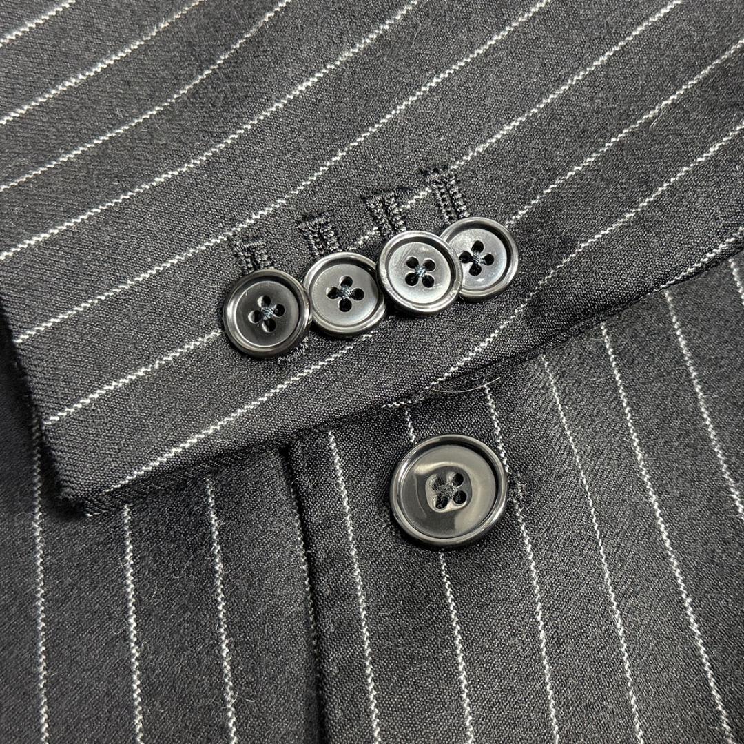 J7029 美品 ラルディーニ フランネルチョークストライプスーツ ブラック46