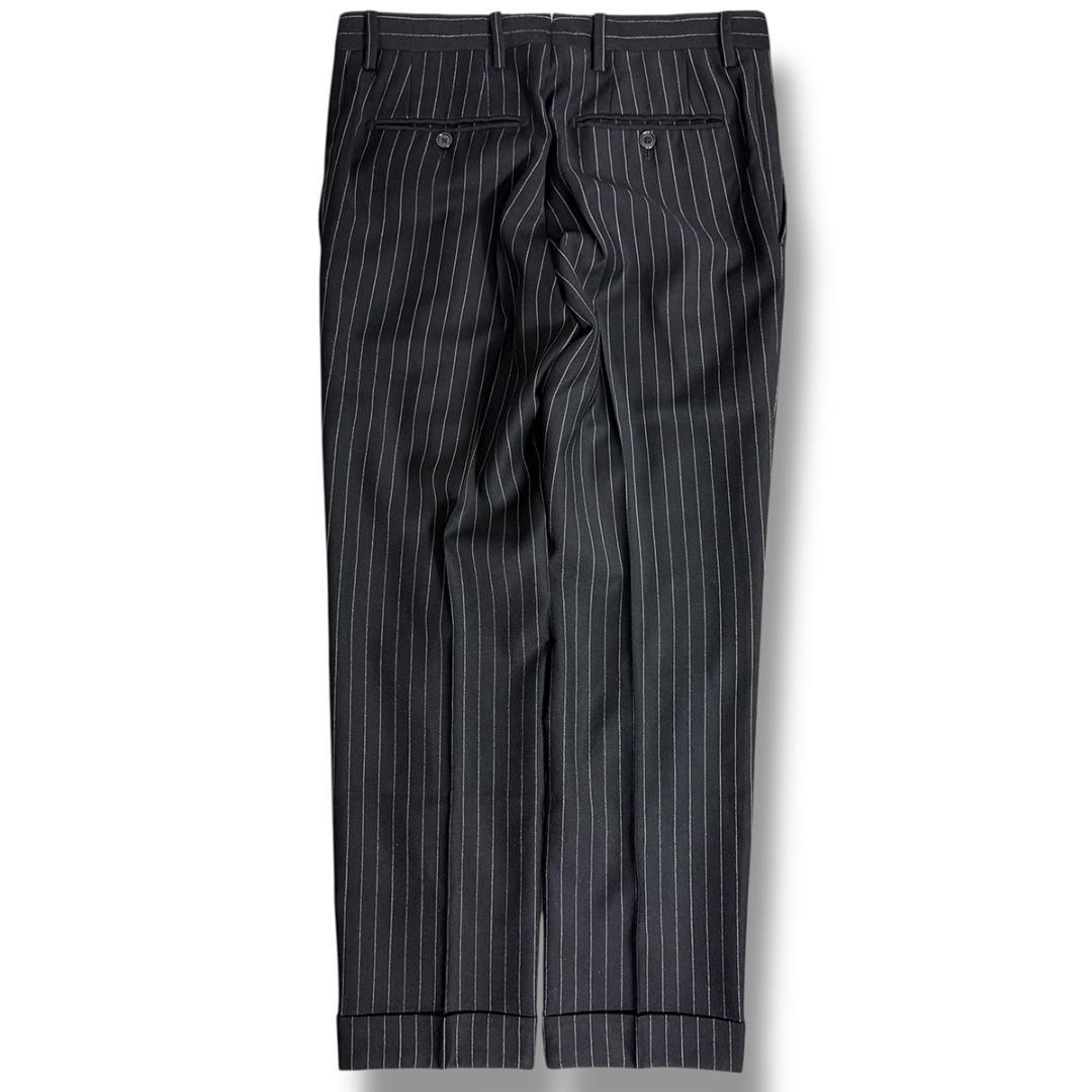 J7029 美品 ラルディーニ フランネルチョークストライプスーツ ブラック46