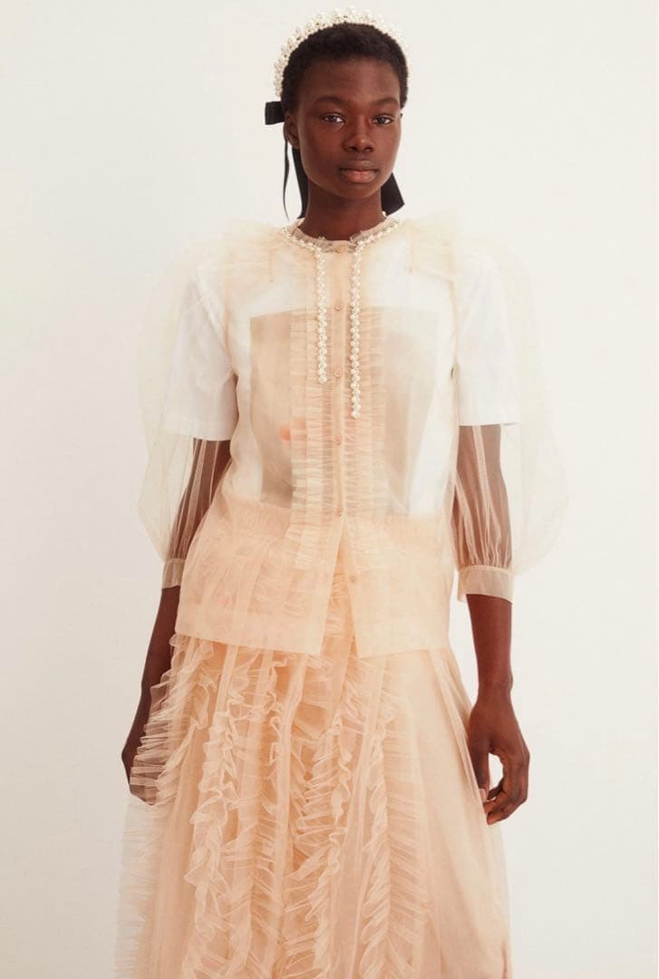 新品未使用 パフスリーブ チュールブラウス Simone Rocha x 