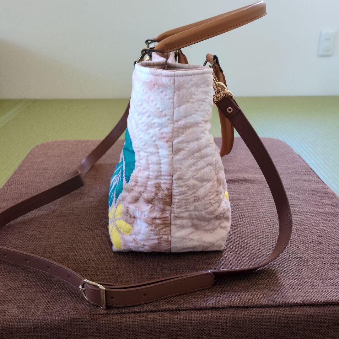 モンステラのハワイアンキルトバッグ　ハンドメイド