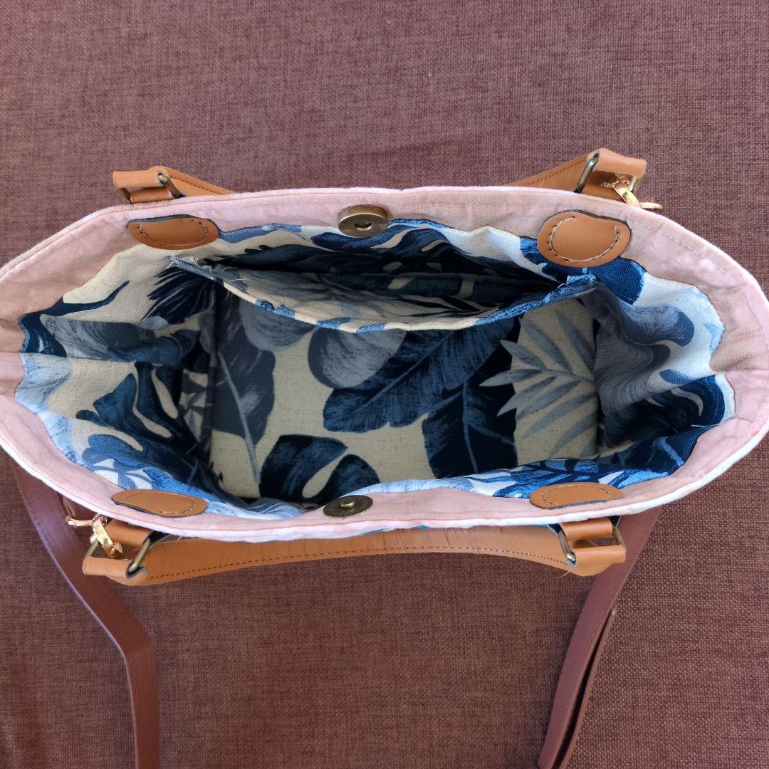 モンステラのハワイアンキルトバッグ　ハンドメイド