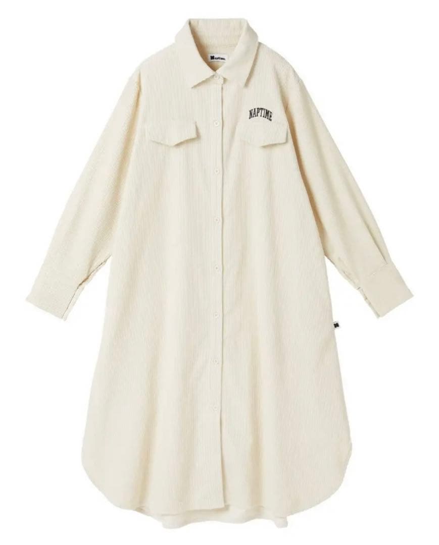 naptime.Nissy ナップタイム コーデュロイシャツワンピ アイボリー