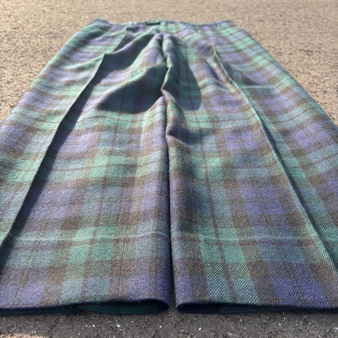 80s unknown ウールスラックス ツータック ブラックウォッチ チェック