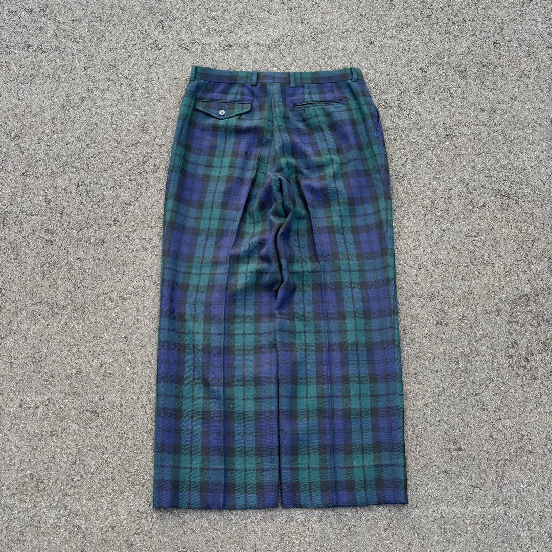 80s unknown ウールスラックス ツータック ブラックウォッチ チェック