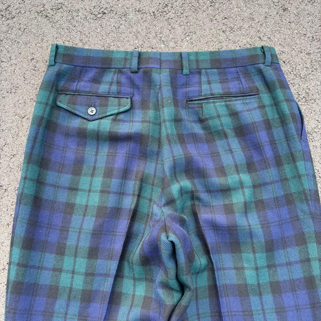 80s unknown ウールスラックス ツータック ブラックウォッチ チェック