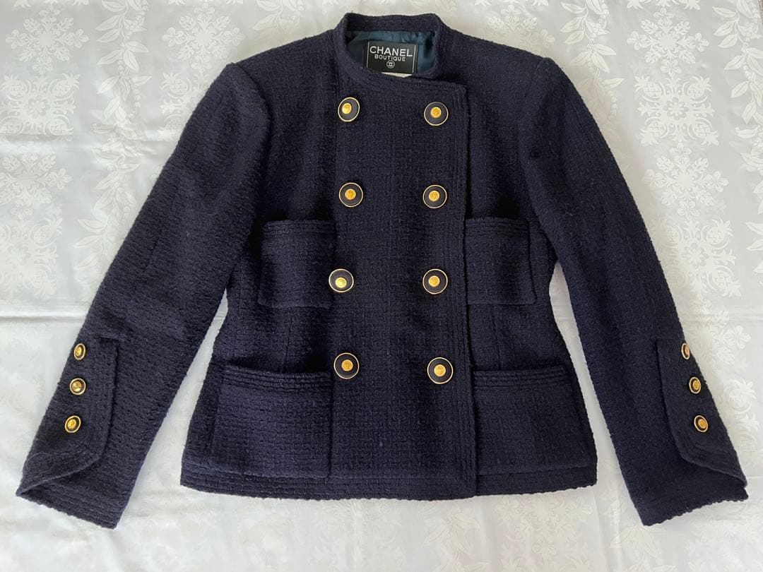 CHANEL シャネル ネイビー ツイード スーツ 美品