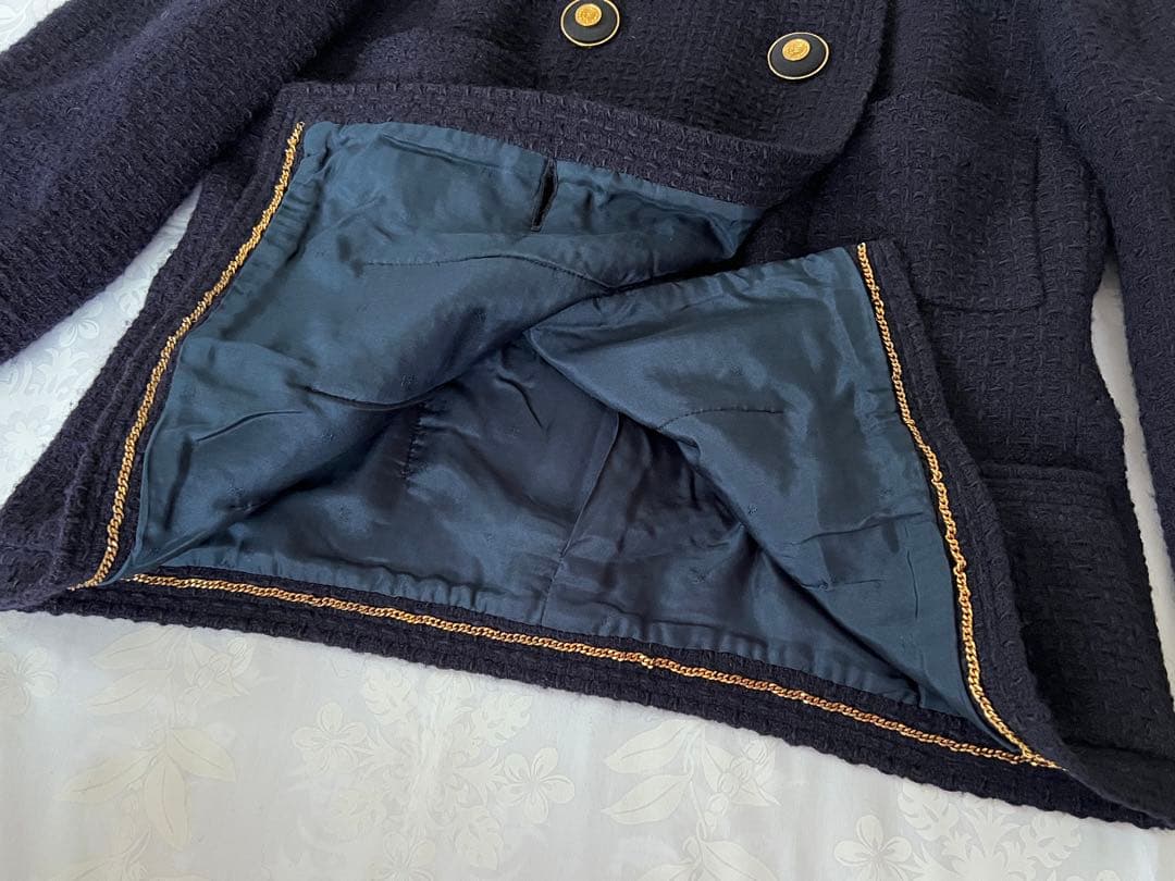 CHANEL シャネル ネイビー ツイード スーツ 美品