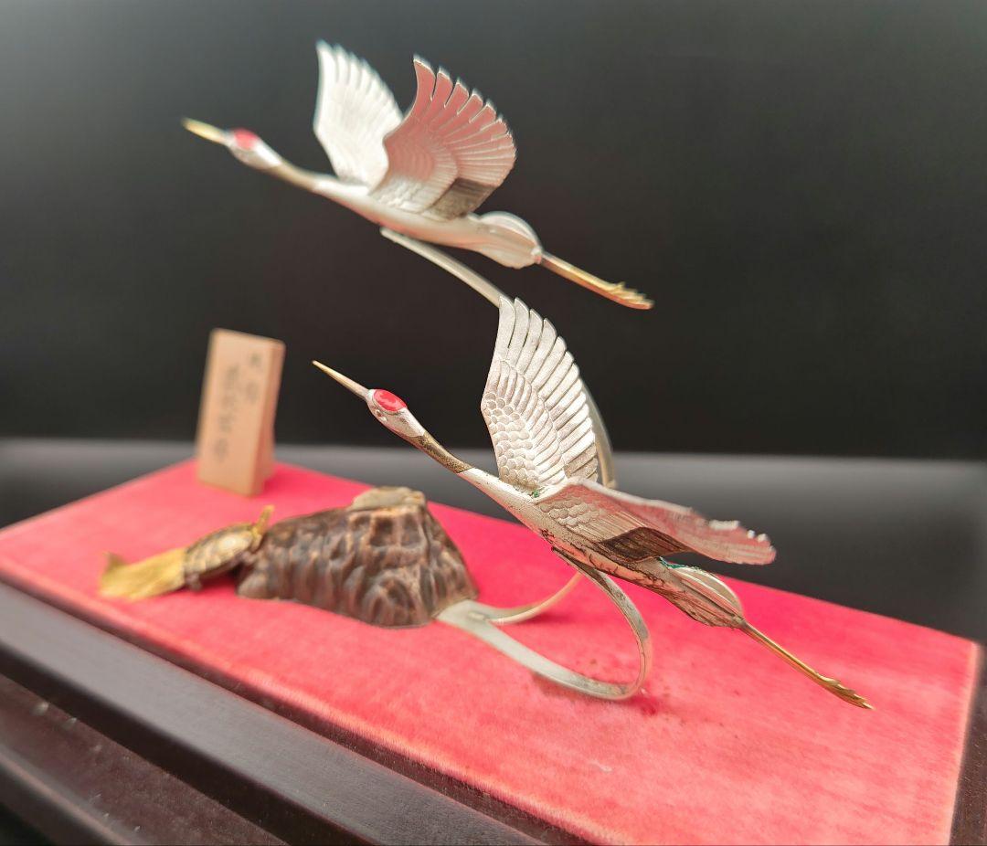 鶴 武比古 純銀 亀 シルバー silver 置物 インテリア 古物 縁起物