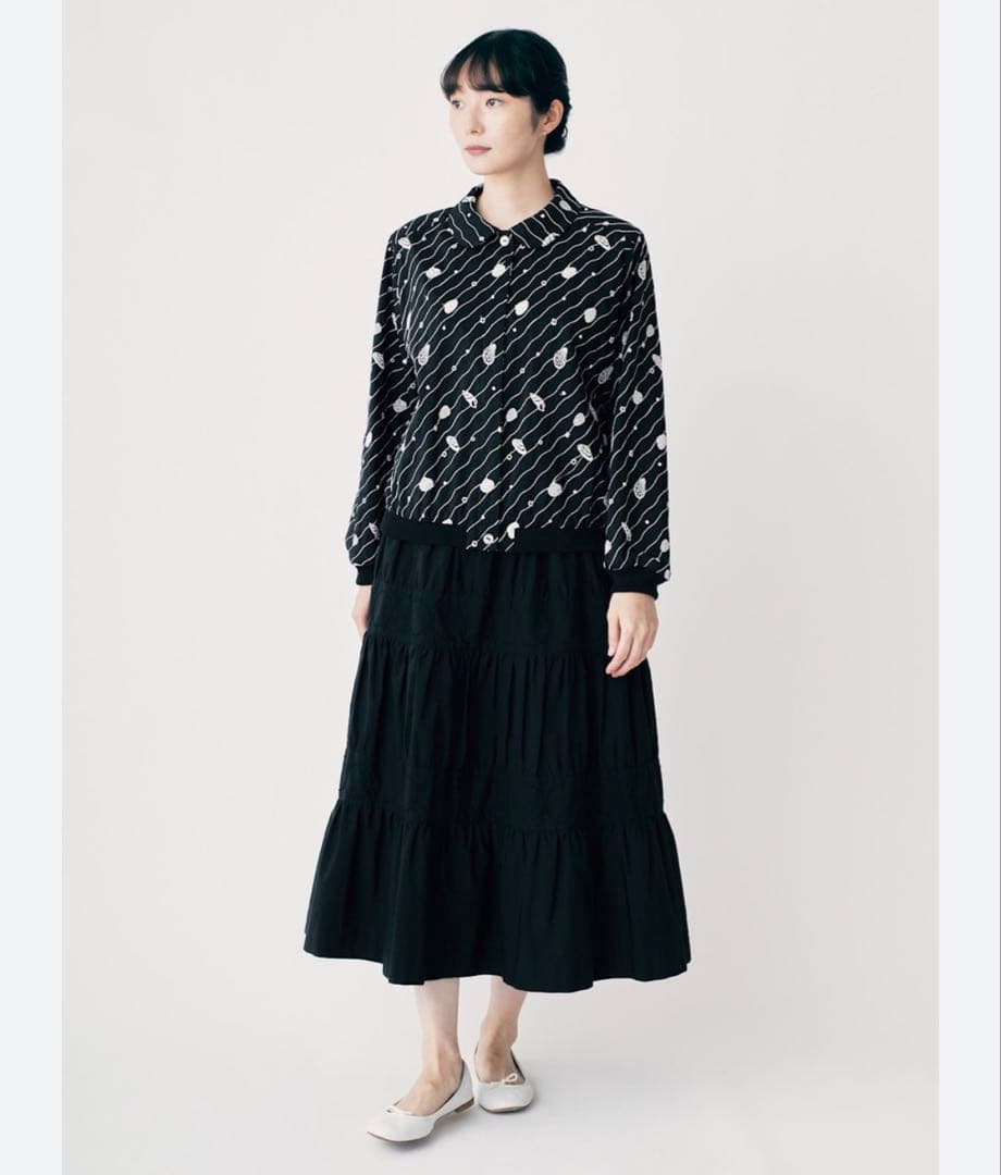 新品 ミナペルホネン sea jewel 刺繡 シルクリネン ブルゾン 36