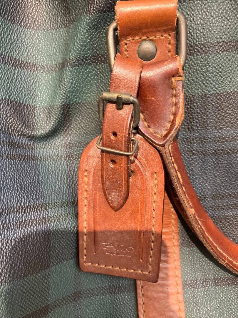 ポロ ラルフローレン ボストンバッグ 2way チェック PVC レザー 大容量