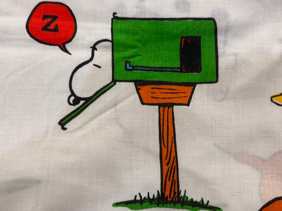 【美品】スヌーピーヴィンテージツインフラットシーツ/sleep柄/キズ無し