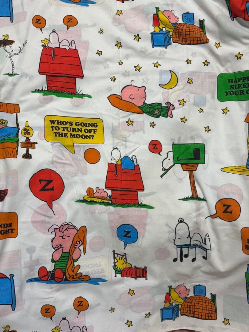 【美品】スヌーピーヴィンテージツインフラットシーツ/sleep柄/キズ無し