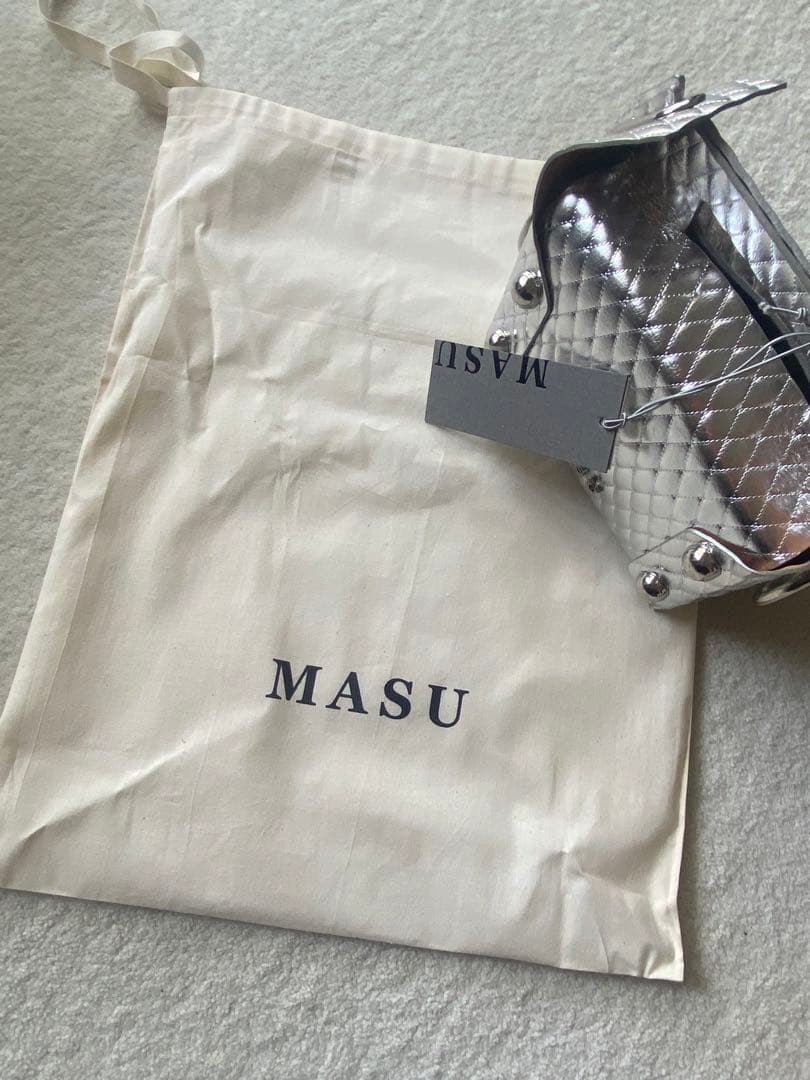 【MASU】25aw LEATHER CAKE BAG シルバー　大きいサイズ