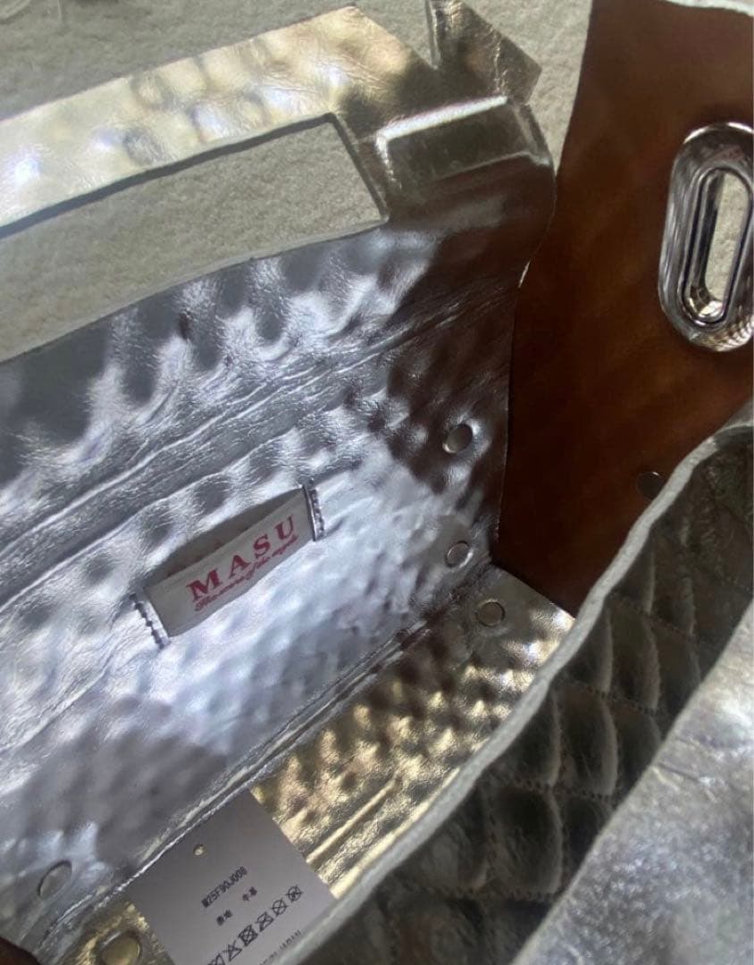 【MASU】25aw LEATHER CAKE BAG シルバー　大きいサイズ