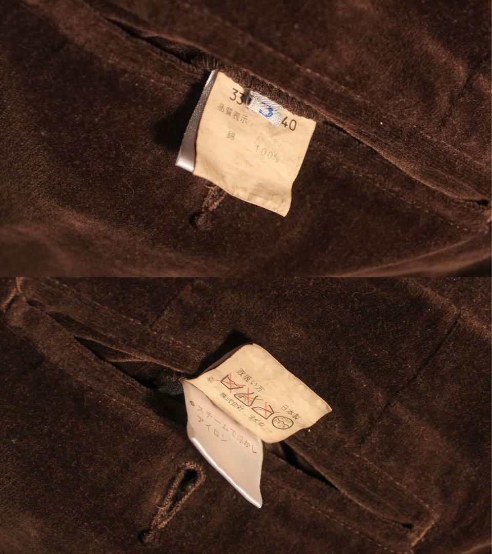 80s 90s KENZO日本製 ベロアパンツ ワイド 光沢 32 メンズ古着L