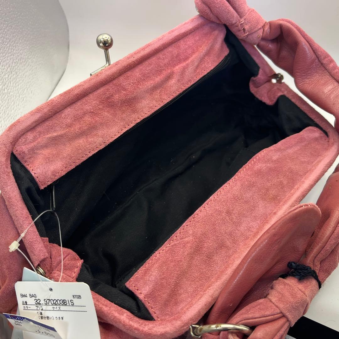 未使用 アンナモリナーリ ハンドバッグ ファー レザー ピンク ポシェット付き