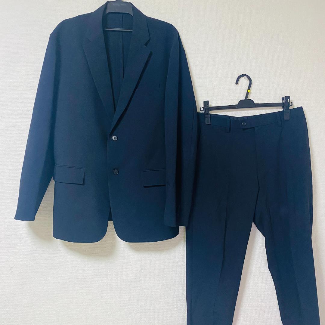 美品 ユニクロ 感動スーツ セットアップ ダークグレー XXL 洗える