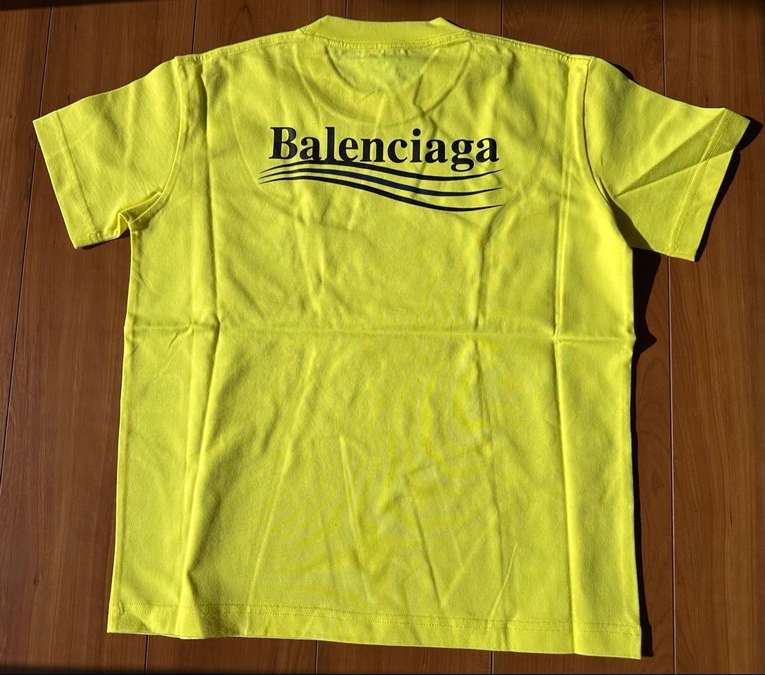 【新品未使用】BALENCIAGA ロゴTシャツ 蛍光イエロー M タグ付き
