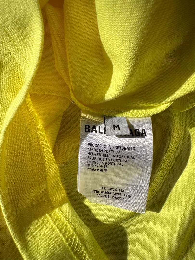 【新品未使用】BALENCIAGA ロゴTシャツ 蛍光イエロー M タグ付き